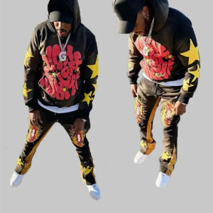 Streetwear vintage unisexe survêtements délavés au soleil pantalon évasé à l'acide pour hommes sweat-shirt respirant sweats à capuche personnalisés - Product Image 4