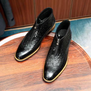 Bottes en cuir de mouton marron de luxe, au-dessus du genou, avec surface imperméable et doublure anti-humidité pour le froid et les occasions formelles - Product Image 3