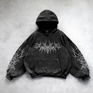เสื้อฮู้ดดี้ผ้าฝ้าย 100% หนัก 230 กรัม ทรงสตรีทสไตล์ฝรั่งเศส ปักลายแบบดิสเทรส  รักษ์โลก สำหรับฤดูหนาวปี 2025 - Product Image 1