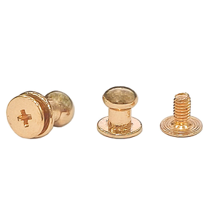 Tornillo y Remache de Cabeza Redonda de Latón Sólido Ajustable Estilo Vintage OEM para Cinturones y Bolsos de Cuero - Product Image 1