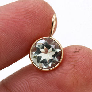 Venta al por mayor hecho a mano 14K sólido oro amarillo colgante para mujeres Natural facetado verde amatista GIA regalo oro fino colgantes encantos - Product Image 3