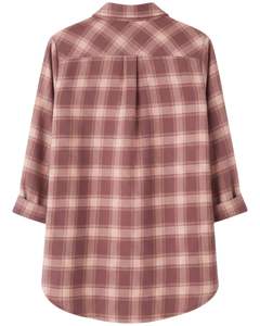 Chemisier ample à carreaux boutonné pour femme, rose mauve, manches longues, en flanelle décontractée, style tunique, vente en gros pour les tenues d'hiver - Product Image 2