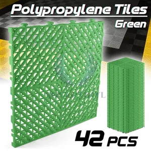42pcs 16"x16" Green Garage <b>Interlocking</b> Perforated <b>Flooring</b> Tile Easy-to-Install Shop <b>Mat</b> - Product Image 1