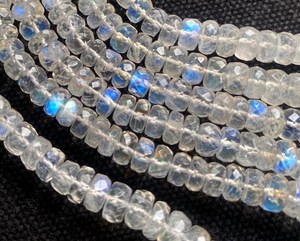 Perles rondes lisses arc-en-ciel blanc naturel Perles arc-en-ciel blanc Rondelle à facettes Perles de pierres précieuses arc-en-ciel blanc - Product Image 3