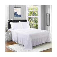 Draps en soie blanche unie en gros, ensemble de literie tissé en plusieurs tailles, draps de lit en soie simulée douce et lisse