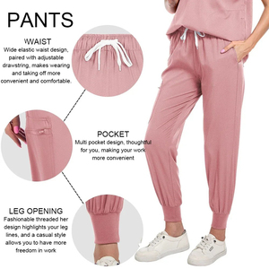 ชุดเสื้อและกางเกงคาร์โก้สำหรับผู้หญิงชุดขัดผิวสำหรับผู้หญิงชุดทำงานแบบยืดได้มีกระเป๋า - Product Image 5