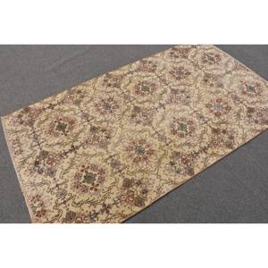 พรมขนสัตว์สีเบจสีน้ำตาลคลาสสิกขนาด3.9x6.9ฟุตทำด้วยมือแบบตุรกีการเย็บปะติดปะต่อกันเป็นรูปสี่เหลี่ยมผืนผ้าสำหรับห้องนั่งเล่นห้องนอนห้องโถงน้ำยาง4เมตร - Product Image 2