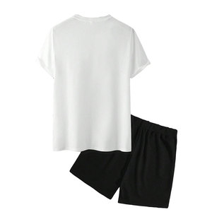 ชุดกีฬาผู้ชาย เสื้อยืดแขนสั้นและกางเกงขาสั้น ผ้าเทอร์รี่ แห้งเร็ว ระบายอากาศดี  สามารถใส่โลโก้ได้ เหมาะสำหรับฤดูร้อน - Product Image 3