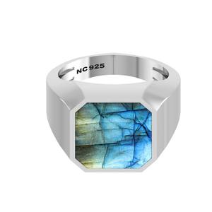 925 Sterling Silver Men's Classic Labradorite Bezel Setting Octa <b>Cushion</b> High Finish Handmade Unique Gift Party Birthday - Product Image 1