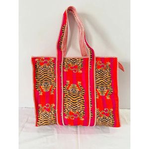 Durable <b>Lightweight</b> Cotton Tote <b>Bag</b> Hand Block Quilted Boho Style <b>Beach</b> Carry <b>Bag</b> Medium Size Washable-for Daily Use or Gift - Product Image 1