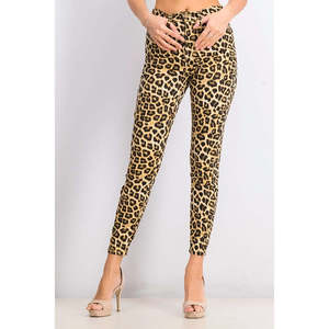 Jeans Skinny a Vita Alta con Stampa Leopardata per Ragazze, Stile Casual Traspirante in Denim, Colore Rosa Celebrità, Taglia 3, Ideali per la Primavera - Product Image 1