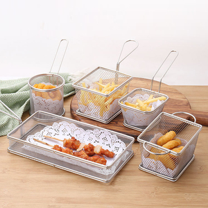 Mini panier à frites en acier inoxydable 304, panier à chips en maille métallique de qualité alimentaire avec poignée pour la restauration, la cuisine et <span class=keywords><strong>le</strong></span> service à table - Product Image 6