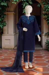 Pakistani Women's Sequined Embroidered Handmade A-Line Knee-Length 3-Piece <b>Wedding</b> Party <b>Dress</b> Eco-Friendly Breathable Latest - Product Image 3