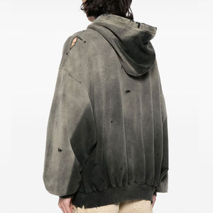 Sudadera con capucha desgastada transpirable de secado rápido para hombre, 100% algodón, ligera, Impresión de logotipo personalizado para invierno, servicio OEM disponible - Product Image 4