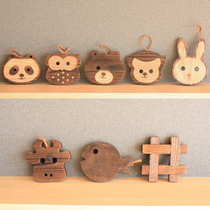 Chất Lượng Cao Bằng Gỗ Cốc Cà Phê Coaster Động Vật Khuôn Mặt Hình Bầu Dục Mô Hình Bảng/Pad/Nhà/Nhà Bếp Chủ Nhật Bản Tinh Thiết Kế Cạnh Tranh - Product Image 2