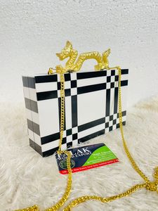 สายโซ่โลหะสีทองแนววินเทจมีซิปกระเป๋าคลัทช์ลายประจำชาติดีไซน์หินอ่อนสำหรับสาวฤดูใบไม้ผลิ falak - Product Image 3