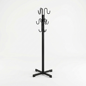 Minimalist Metal Coat Rack With Hooks <b>Standing</b> Type For Living Room Sturdy Design Carbon Steel Powder Coated - Product Image 3