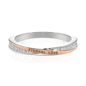 Bague de mariage bicolore torsadée et gravée Jeulia pour femme - Product Image 1