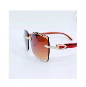 Luxueux Moissanite Diamant Lunettes De Soleil Baguette Verre Lentilles Hip Hop Style Bijoux De Mode - Product Image 1