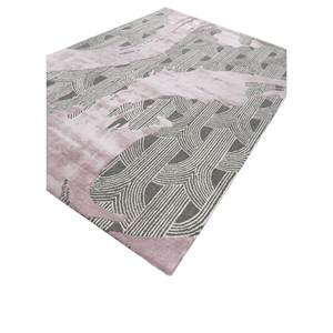 พรมทอมือลายเรขาคณิต Tra-15073 ทำจากขนสัตว์และใยวิสโคส สีเทาและสีดำ 'Pathways' สำหรับใช้ในบ้าน - Product Image 2