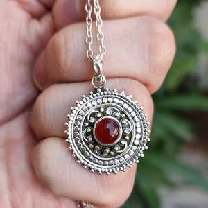 Navya Craft Carnelian 925 Sterling <b>Silver</b> Boho Jewelry Handmade Women's <b>Necklace</b> Ring Set for Christmas Anniversary Rose Gold - Product Image 5