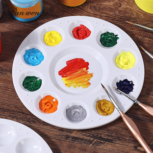 <span class=keywords><strong>Palette</strong></span> de peinture ronde en plastique acrylique pour artiste, plateau de mélange de peinture en plastique à 10 compartiments - Product Image 3