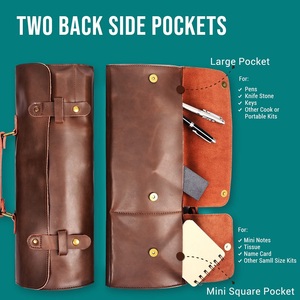 Best Quality Customized Leather Knife <b>Roll</b> Bags Premium Genuine Leather Lightweight OEM Supported Low Prices for New <b>Tool</b> Bags - Product Image 2