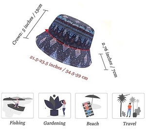 Sombrero de Pescador Redondo de Moda con Diseño de Bordado Estampado, Ajustable, para Verano, Playa y Aire Libre - Product Image 6