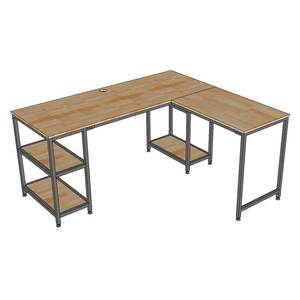 Escritorio Esquinero en Forma de L de 160x140cm, Madera de Caucho con Estructura de Hierro y Estantería Integrada, Requiere Ensamblaje - CD68026 - Product Image 5