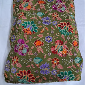 Top Rated Pure Crepe Flower Embroidered Breathable Eco-Friendly Fabric Position Print Natural <b>Textile</b> Home <b>Textile</b> Designer - Product Image 3