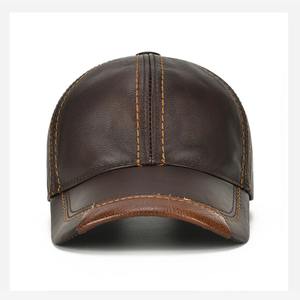 Handmade Genuine Cowhide Leather Baseball <b>Cap</b> <b>for</b> <b>Men</b> Keep Warm Solid Adjustable Winter Hat <b>Snapback</b> with Earflaps - Product Image 4