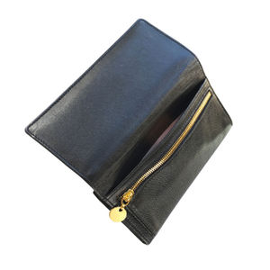 Cartera plegable de cuero genuino de alta calidad para hombres y mujeres Cierre de botón de longitud corta Forro de algodón Unisex - Product Image 5