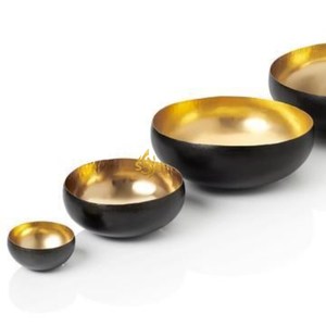 Conception avantageuse Table à manger ronde de la plus haute qualité Bol de service japonais or et noir Bols de nourriture métalliques de taille personnalisée - Product Image 1