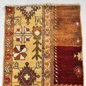 Tapis turc vintage 1,5x2,7 pi (47x83 cm), tapis oriental en laine marron - Product Image 5