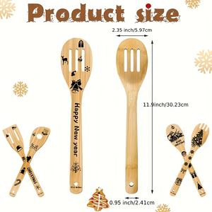 Ensemble d'ustensiles <span class=keywords><strong>de</strong></span> <span class=keywords><strong>cuisine</strong></span> en bambou <span class=keywords><strong>de</strong></span> Noël Ensemble d'outils <span class=keywords><strong>de</strong></span> <span class=keywords><strong>cuisine</strong></span> en bois décoratifs Cuillères et spatules <span class=keywords><strong>de</strong></span> <span class=keywords><strong>cuisine</strong></span> antiadhésives pour les cadeaux - Product Image 6