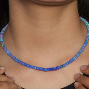 GOODSTONE JEWELS Collar de Plata de Ley 925 Tonos de ópalo azul natural Chapado en oro amarillo Tamaño relleno Regalo de boda - Product Image 2