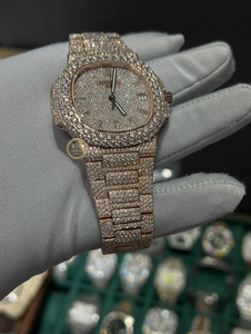 นาฬิกาหรูหราประดับเพชรเต็มหน้าปัด ผลิตจากเพชรเลี้ยงในห้องปฏิบัติการ ระดับ VVS VS ระบบอัตโนมัติ ดีไซน์เนอร์ สำหรับผู้ชายและผู้หญิง - Product Image 4