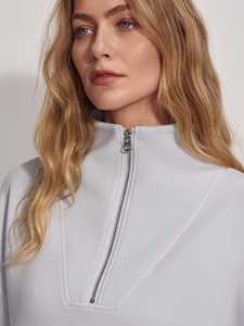 OEM Wholesale 100 Cotton <b>Women's</b> Hoodies Pullover Custom Logo Embroidery Half <b>Zip</b> Plain <b>Quarter</b> <b>Zip</b> <b>Sweatshirts</b> Plus Size Washed - Product Image 4