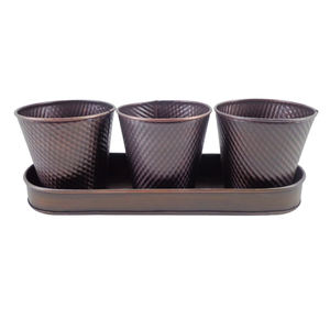 Ensemble de 3 plateaux ovales en métal de grande taille au design unique, vaisselle patine grise, plateau de service pour mariage et décoration de table - Product Image 2