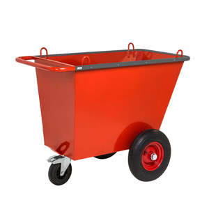 Compacteur de déchets à chargement arrière 400L KM400PF, boîte manuelle, roues motrices 4x2 rouges, pour usage agricole et commercial, neuf ou d'occasion, moteur et pompe inclus. - Product Image 1