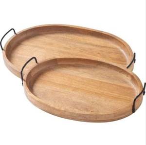 Bandeja de servir de madera natural con diseño de corteza, forma ovalada, bandeja de madera rústica para vajilla, utensilios de cocina, bandeja de almacenamiento al mejor precio. - Product Image 5