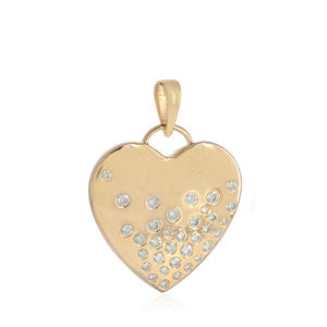 Diamante Natural 14K oro amarillo amor corazón encanto hecho a mano fino colgante joyería Unisex al por mayor, regalo de Navidad - Product Image 2