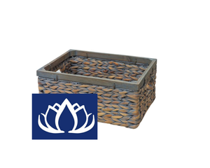 Panier de rangement écologique en jacinthe tissée à la main, plateau de service décoratif et organisateur pour la maison - Product Image 1