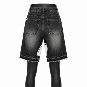 Pantalones Cortos Vaqueros Distressed Personalizados para Hombre, Estilo Vintage Lavado, Holgados, Streetwear, con Estampado Gráfico, Venta al por Mayor OEM ODM - Product Image 2