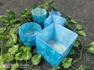 2023 New Luxury Peach Marbleized Fancy <b>Glass</b> High Quality Handmade Decorative Multi-purpose Small Candle <b>Square</b> Textured Jar - Product Image 5