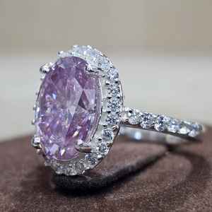 Ensemble de bijoux de fiançailles pour femmes, bague et boucles d'oreilles en argent sterling 925, diamant moissanite original glacé rose VVSD - Product Image 6