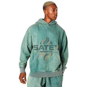 Sudadera con Capucha de Felpa Bordada Extra Grande Vintage Personalizada al por Mayor, Diseño Desgastado con Lavado Ácido, Ropa Urbana Térmica con Logotipo, Teñido Liso - Product Image 1