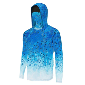 Sweat à capuche de pêche personnalisé pour hommes avec masque attaché protection UV séchage rapide respirant haut à manches longues pour les activités de plein air - Product Image 2