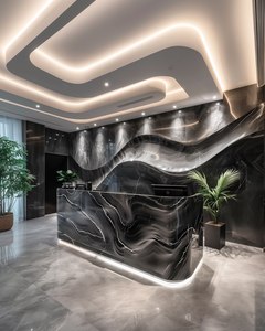 Ensemble de mobilier de salon de coiffure contemporain, chaises en cuir PU, lavabo en céramique, structure en métal, usage commercial, durable, facile à nettoyer - Product Image 2