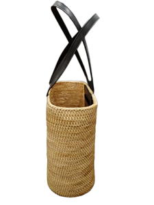 กระเป๋าโท้ทสานมือสำหรับผู้หญิงทำจากหนังแท้ฟางสีทองธรรมชาติมีสไตล์ - Product Image 3